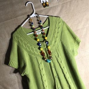 Limey Green Cable Sweater Vest w/Free Accessories!